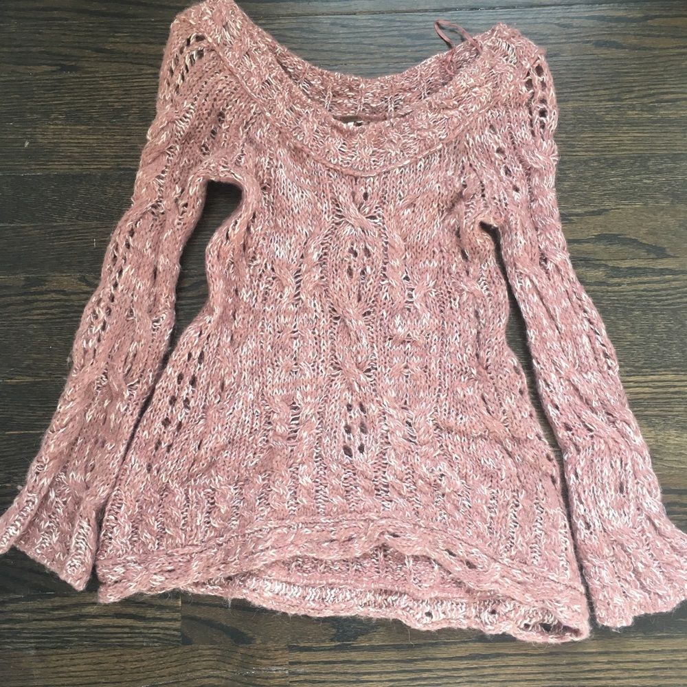 Free People loose knit sweater in blush
